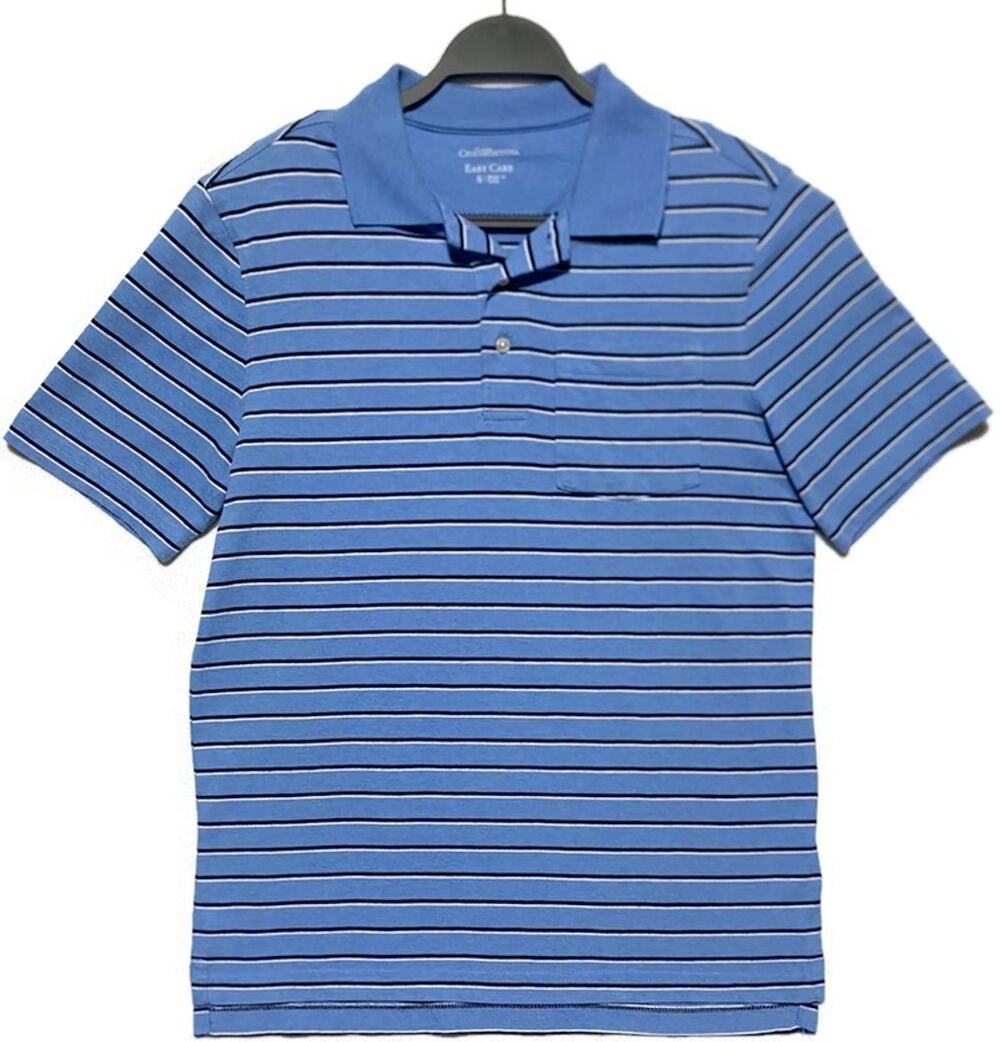 Croft & Barrow Men's Size Small Blue Striped Easy Care Short Sleeve Polo Shirt
